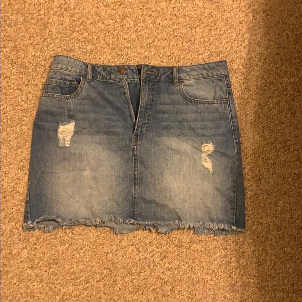 Forever 21 Ripped Jean Skirt